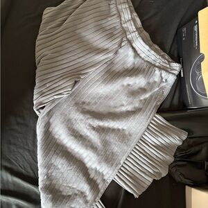 Elegant Gray Ribbed Pajama Pants